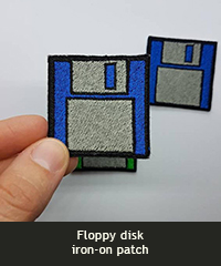 Floppy disk iron-on patch