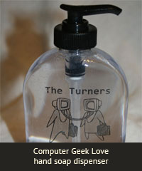 Computer Geek Love hand soap dispenser