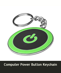 Computer power button keychain