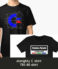 Almighty C shirt, TRS-80 shirt